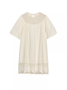 Zara Cream embroidered short Dress